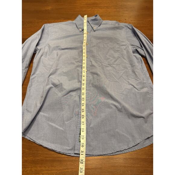 Large Orvis Heritage Wash Solid Blue Button Up Long Sleeve Shirt - Picture 9 of 11